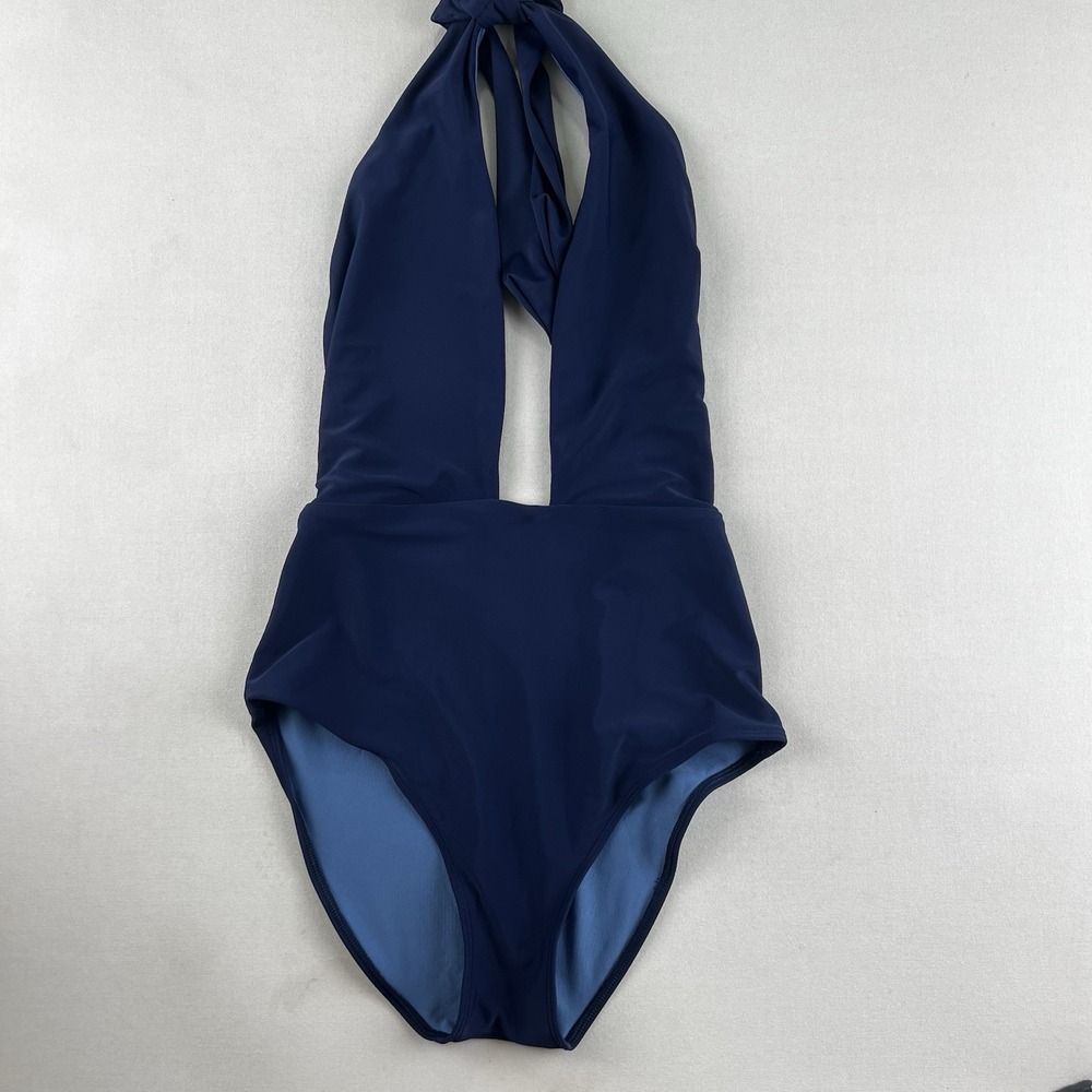 aerie Navy Blue Halter One-Piece Swimsuit